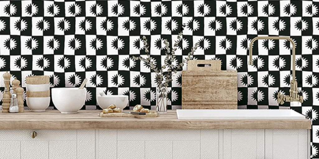 black and white peel and stick wallpaper, elana gabrielle peel and stick wallpaper, black and white geometric wallpaper