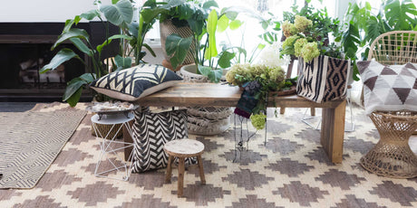 geometric rug, grey diamond shaped rug