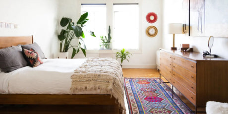 runners, blue and red runner, bedroom runner