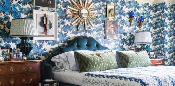 Raphael wallpaper, foliage wallpaper, blue foliage wallpaper, sandberg wallpaper