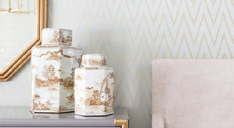Schumacher Kasari Ikat Aquamarine Wallpaper 116464