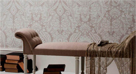 damask wallpaper brown white wall