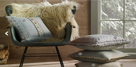 Grey trim on pillow, Barbara Barry Chalet collection