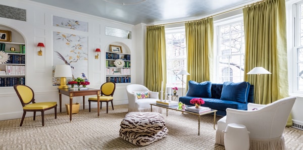Yellow living room at Kips Bay 2019 by Paloma Contreras