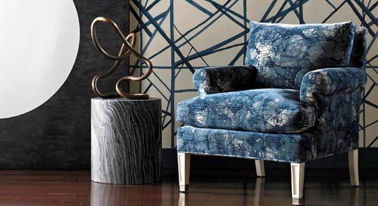 abstract fabric blue white chair decor