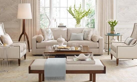 Floor Lamp, beige sofa, beige living roomKravet Candice Olson fabric