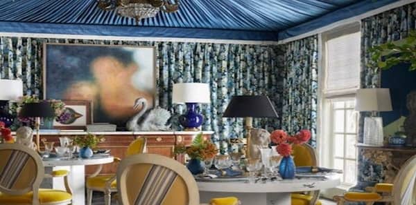 tented dining room, blue dining room, kips bay dallas showhouse, corey damen jenkins