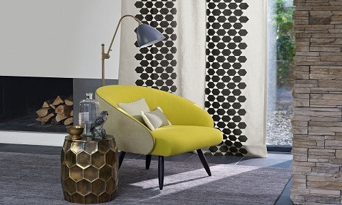 Zimmer + Rohde fabric used on the drapes with modern geometric design.