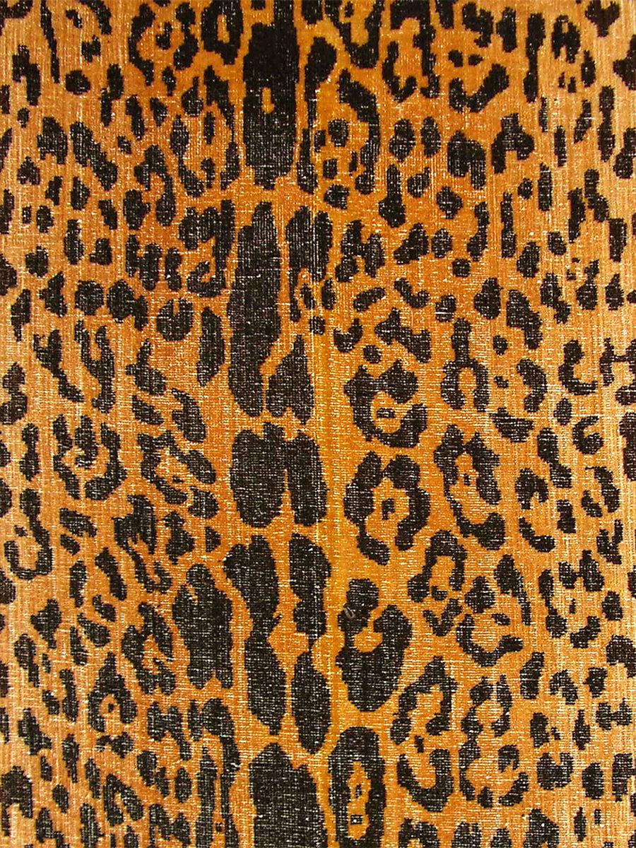 Old World Weavers Leopard - Silk - Handwoven Black On Gold Upholstery Fabric