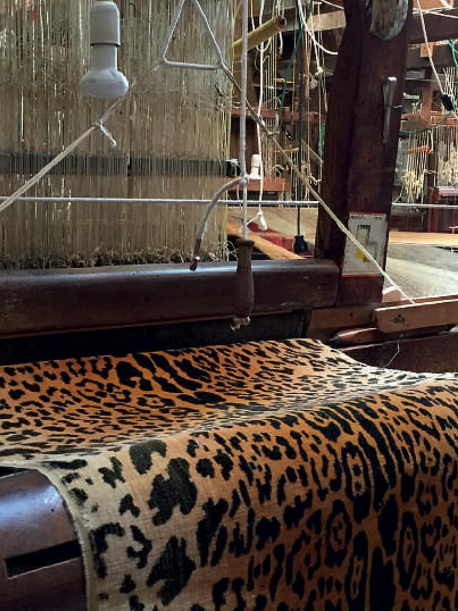 Old World Weavers Leopard - Silk - Handwoven Black On Gold Upholstery Fabric