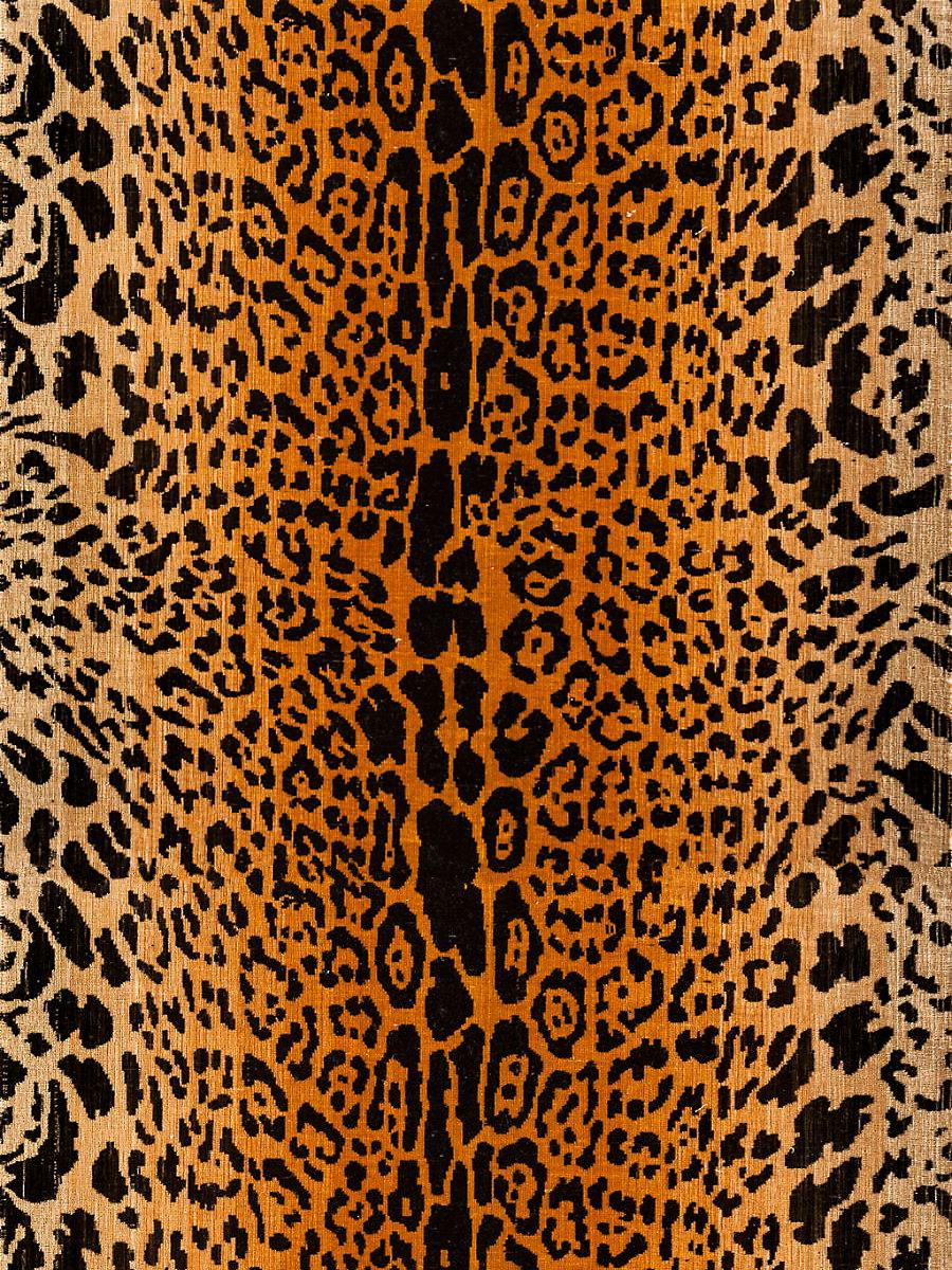 Old World Weavers Leopard - Silk - Handwoven Black On Gold Upholstery Fabric
