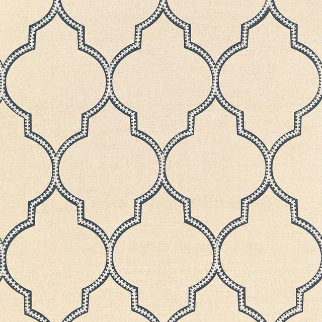 Schumacher Algiers Embroidery Indigo Fabric