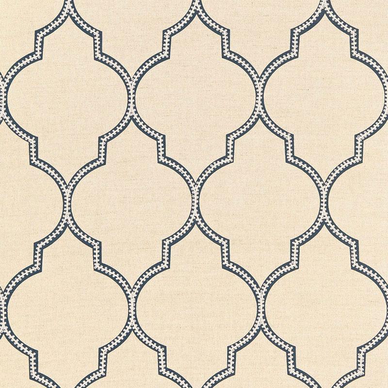 Schumacher Algiers Embroidery Indigo Fabric