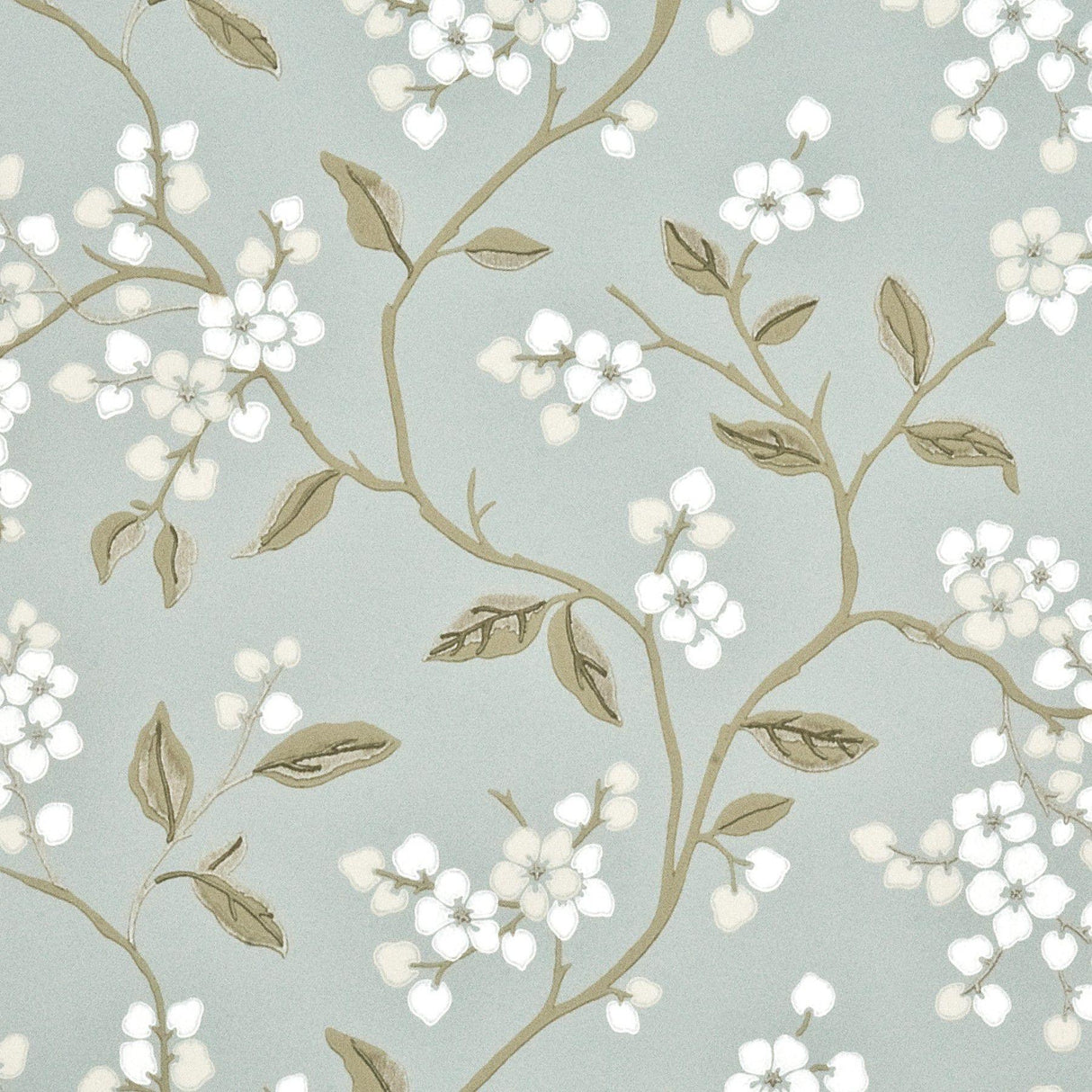 G P & J Baker APPLE BLOSSOM AQUA/GILVER Wallpaper