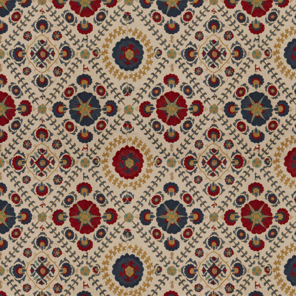 Lee Jofa AYLA TRELLIS INDIGO/RED Upholstery Fabric