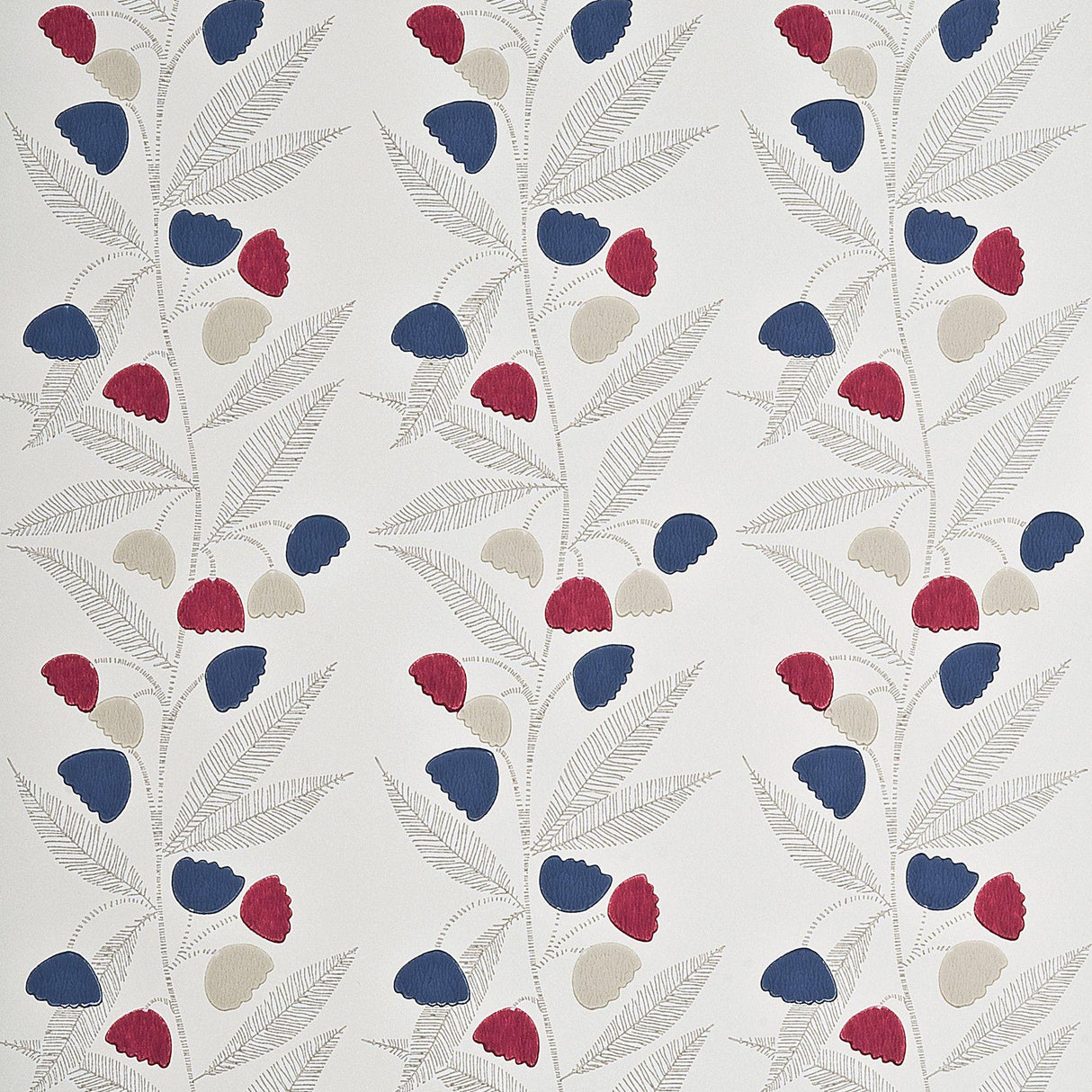 Baker Lifestyle BELL FLOWER CHERRY/INDIGO/BUTTERMILK Wallpaper