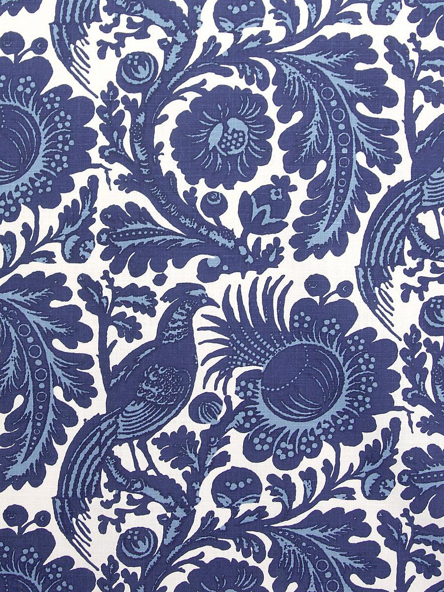 Scalamandre Resist Print Light & Dark Blue On White Fabric
