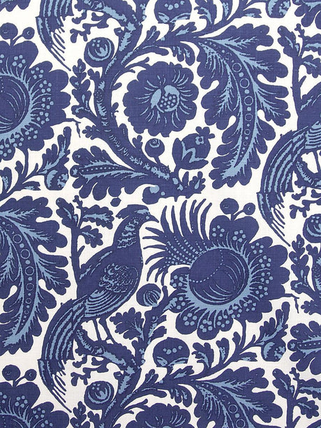 Scalamandre Resist Print Light & Dark Blue On White Fabric