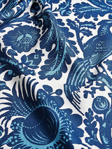 Scalamandre Resist Print Light & Dark Blue On White Fabric