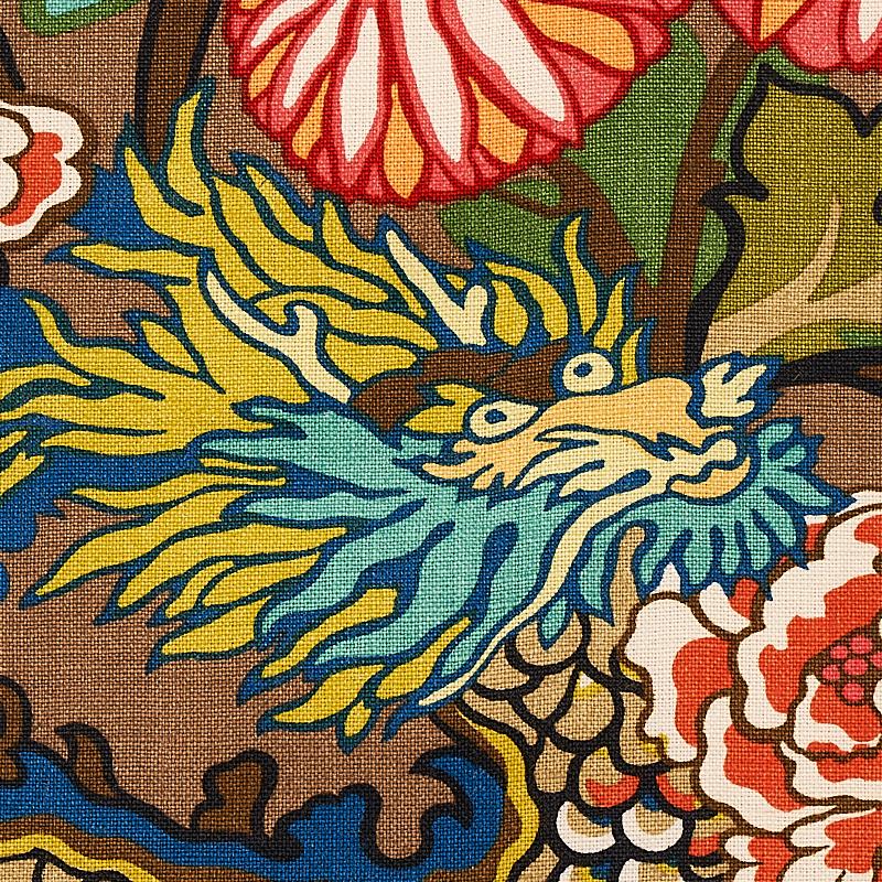 Schumacher Chiang Mai Dragon Mocha Fabric