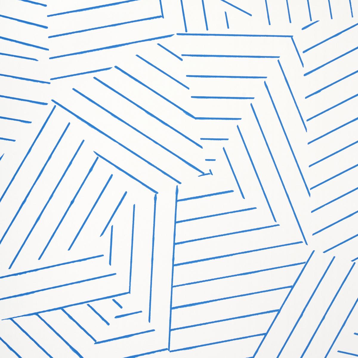 Schumacher Deconstructed Stripe Cobalt Wallpaper