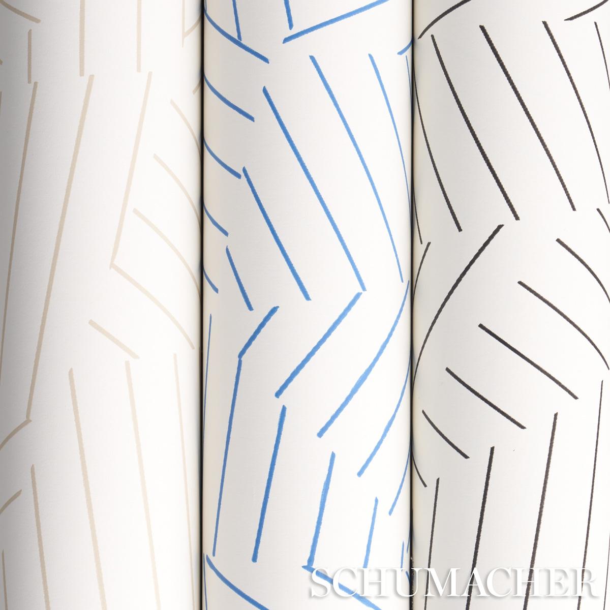 Schumacher Deconstructed Stripe Cobalt Wallpaper