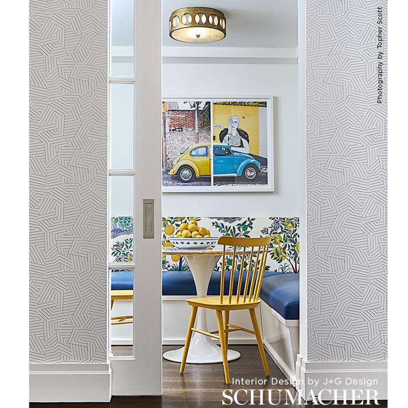 Schumacher Deconstructed Stripe Cobalt Wallpaper