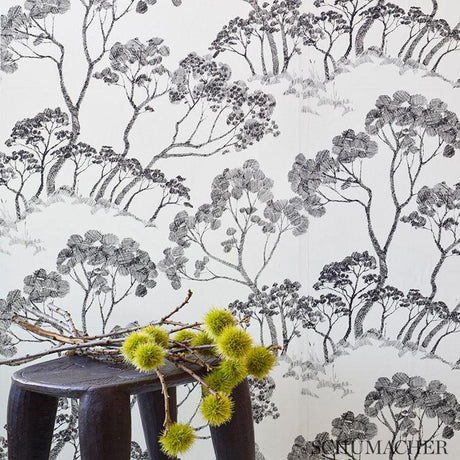 Schumacher Timber ! Black & White Wallpaper