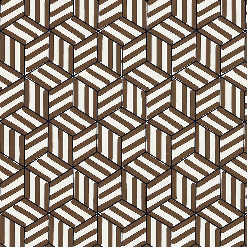 Schumacher Tumbling Blocks Chocolate Wallpaper