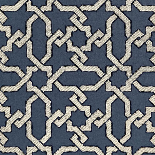 Schumacher Cordoba Embroidery Indigo Fabric