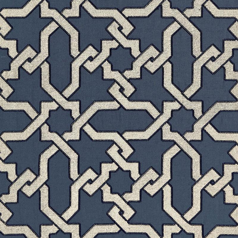 Schumacher Cordoba Embroidery Indigo Fabric
