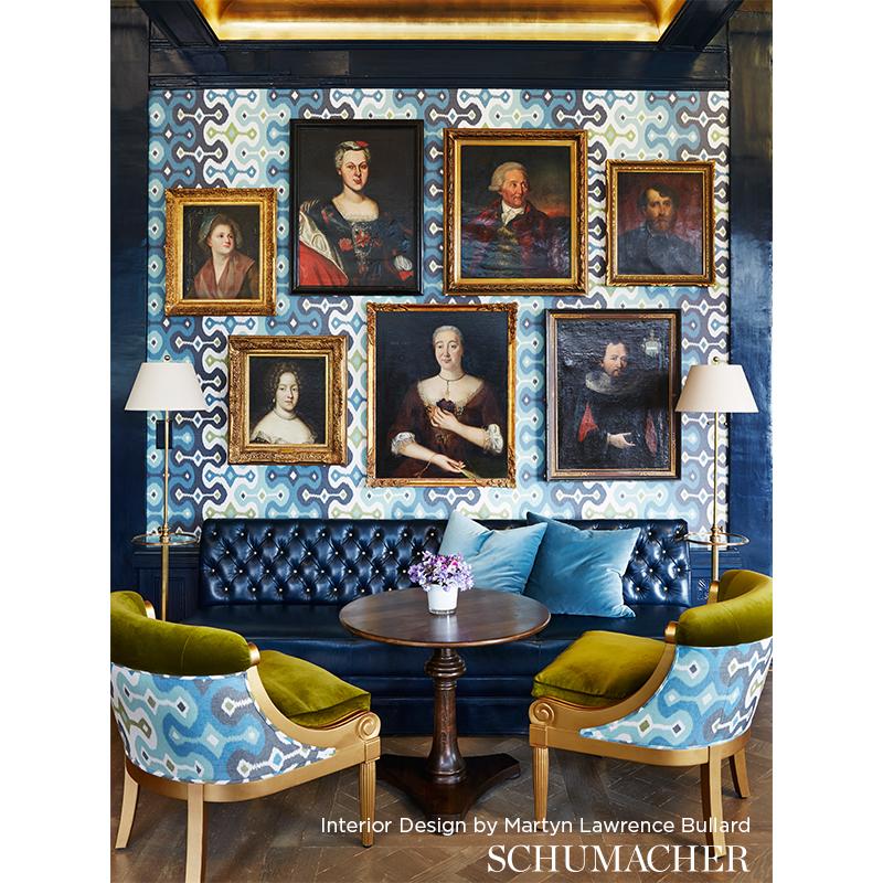 Schumacher Darya Ikat Sidewall Sky Wallpaper