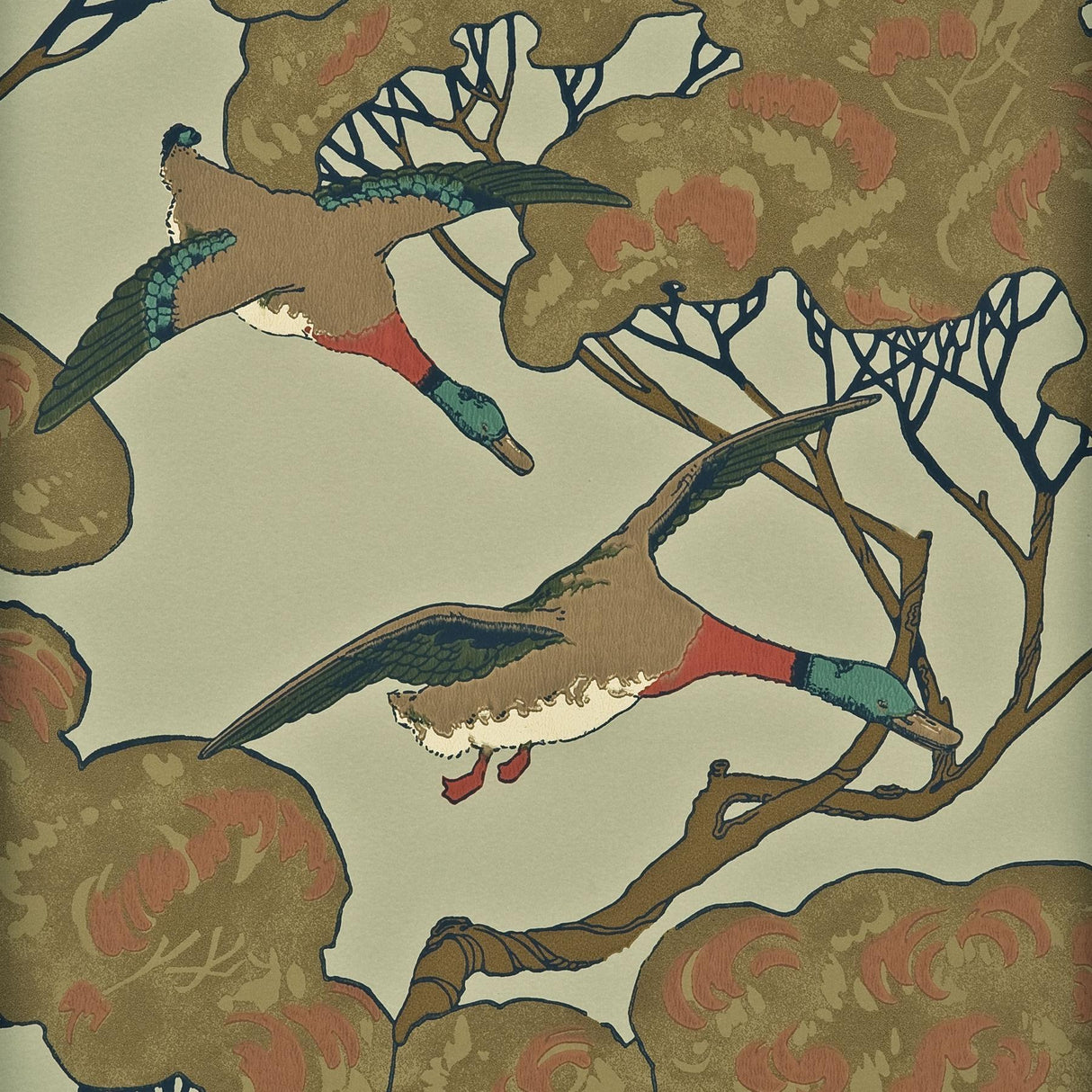 Mulberry FLYING DUCKS SKY/MOSS Wallpaper