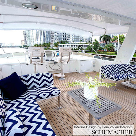 Schumacher Antibes Chevron Navy Fabric