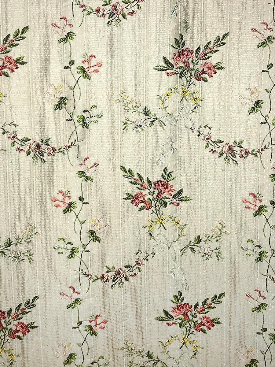 Scalamandre Broche Orleans Multi On White Fabric