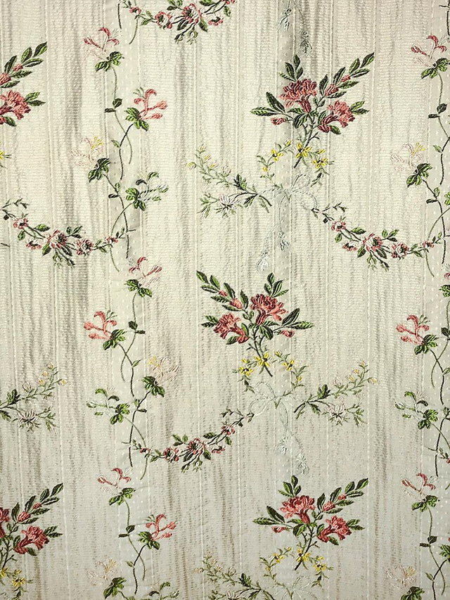 Scalamandre Broche Orleans Multi On White Fabric