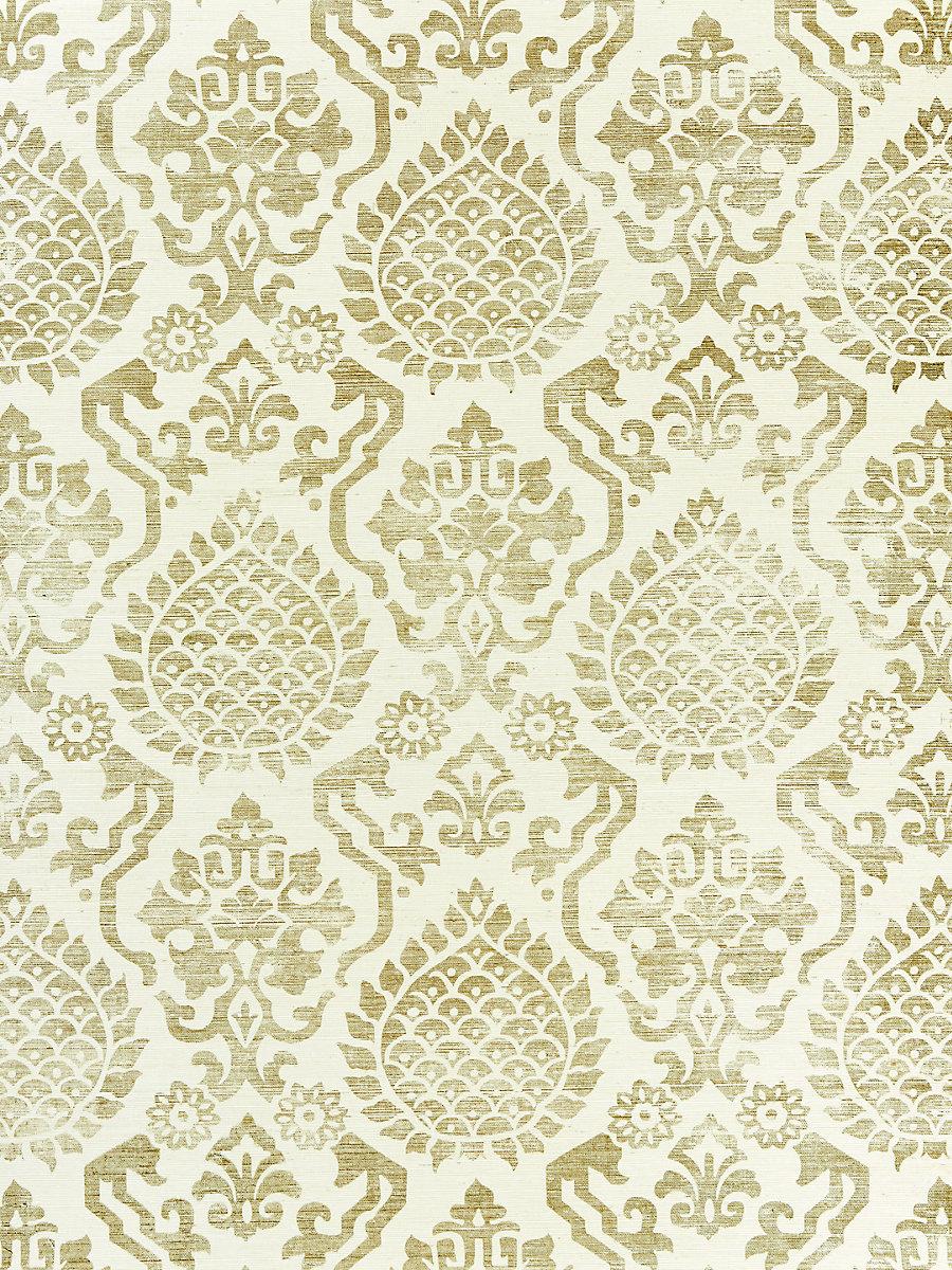 Scalamandre Surat Sisal Burnished Gold On Cream Wallpaper