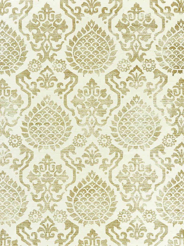 Scalamandre Surat Sisal Burnished Gold On Cream Wallpaper