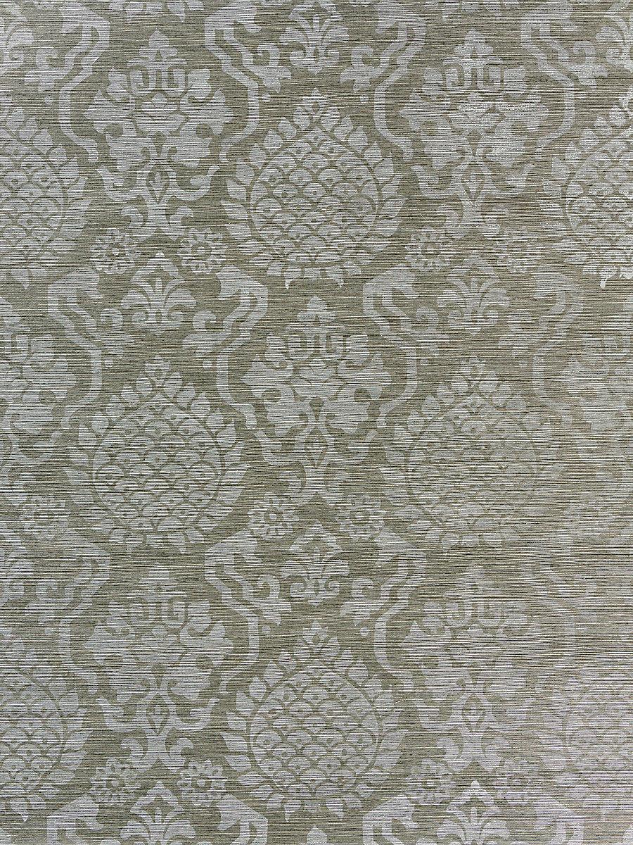 Scalamandre Surat Sisal Silver On Pewter Wallpaper