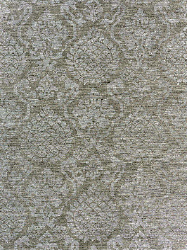 Scalamandre Surat Sisal Silver On Pewter Wallpaper