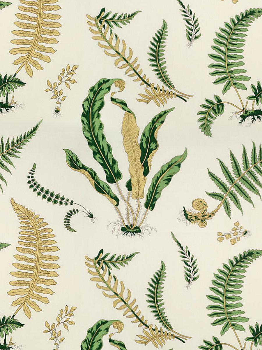 Scalamandre Elsie De Wolfe Outdoor Greens On Off-White Fabric