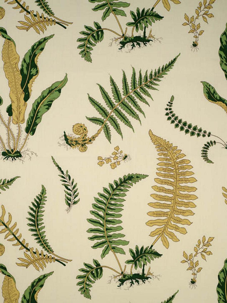 Scalamandre ELSIE DE WOLFE - OUTDOOR GREENS ON OFF-WHITE Fabric
