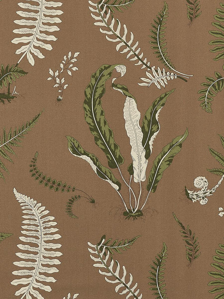 Scalamandre ELSIE DE WOLFE - OUTDOOR GREENS ON BROWN Fabric
