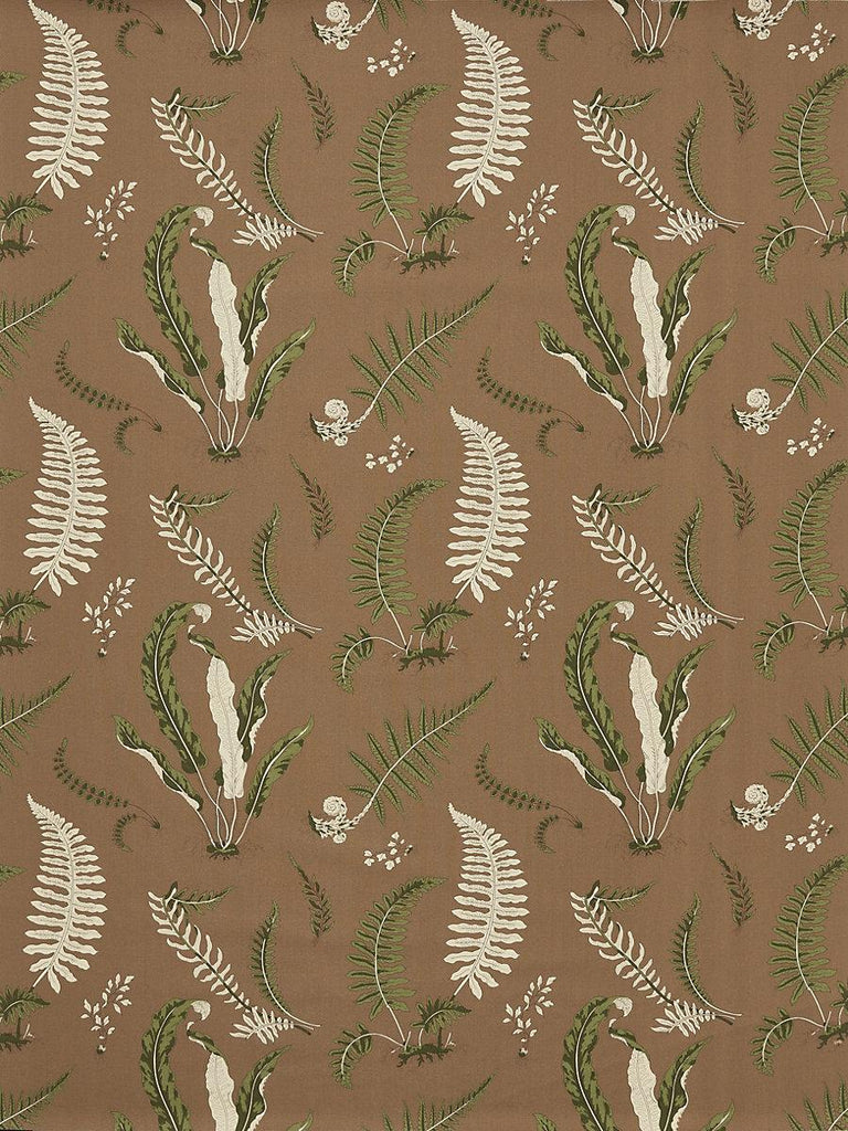 Scalamandre ELSIE DE WOLFE - OUTDOOR GREENS ON BROWN Fabric