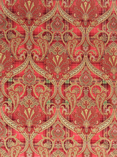 Scalamandre Highland Fling Printed Velvet Reds & Pink Fabric