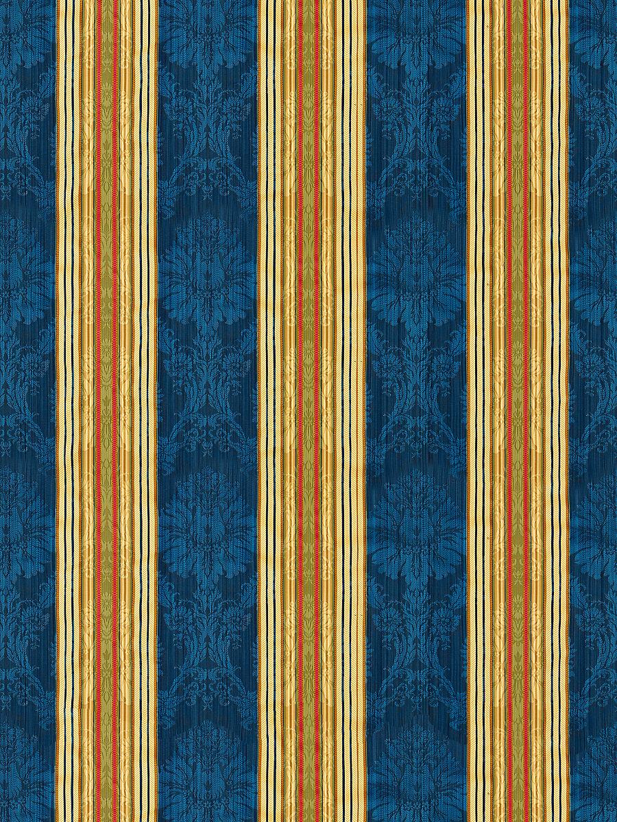 Scalamandre Santa Margarita Multi On Cobalt Fabric