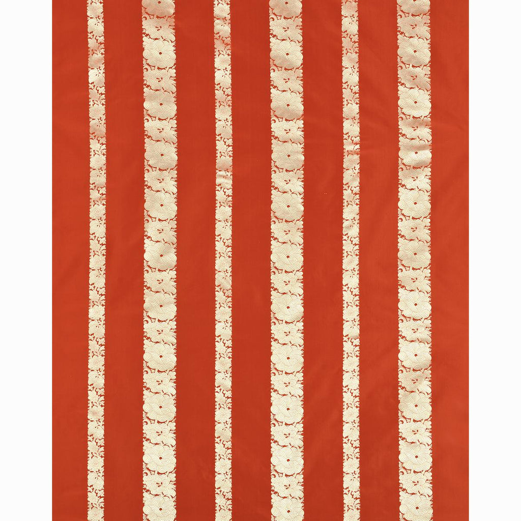 Schumacher Mandarin Silk Stripe Coral Fabric