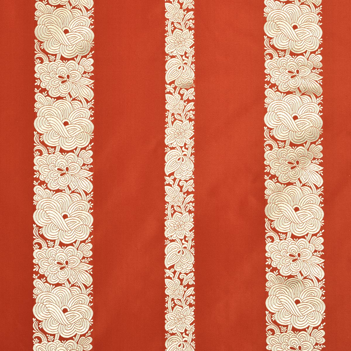 Schumacher Mandarin Silk Stripe Coral Fabric