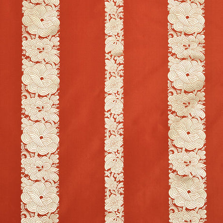 Schumacher Mandarin Silk Stripe Coral Fabric