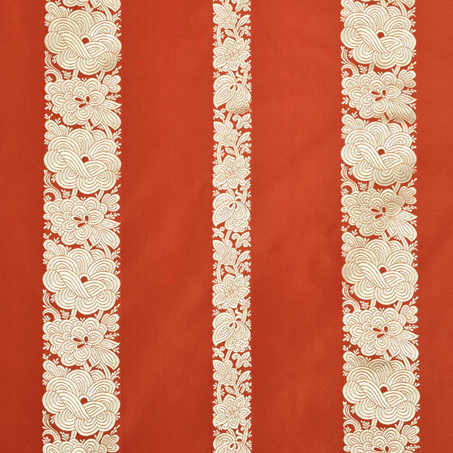 Schumacher Mandarin Silk Stripe Coral Fabric